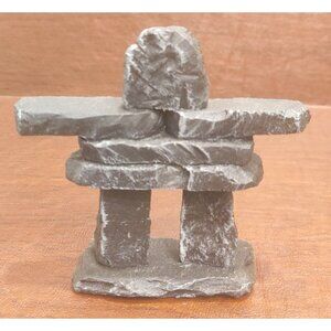 Inuit Folk Art Inukshuk 5" Black Statue Recycled Material Made In Canada Boma